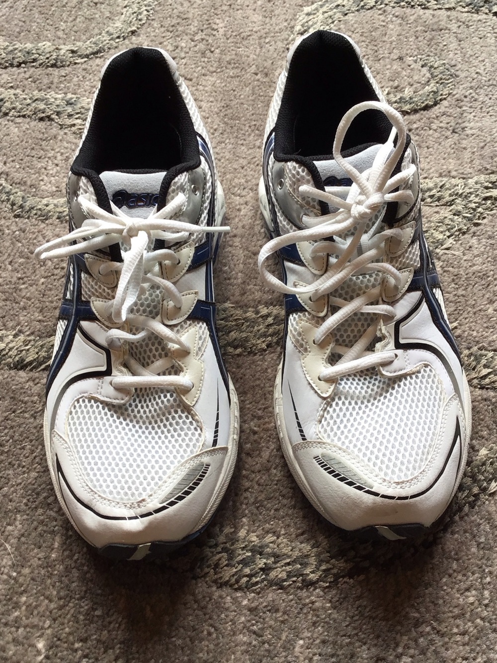 ASICS White and Navy Mesh Running Shoes